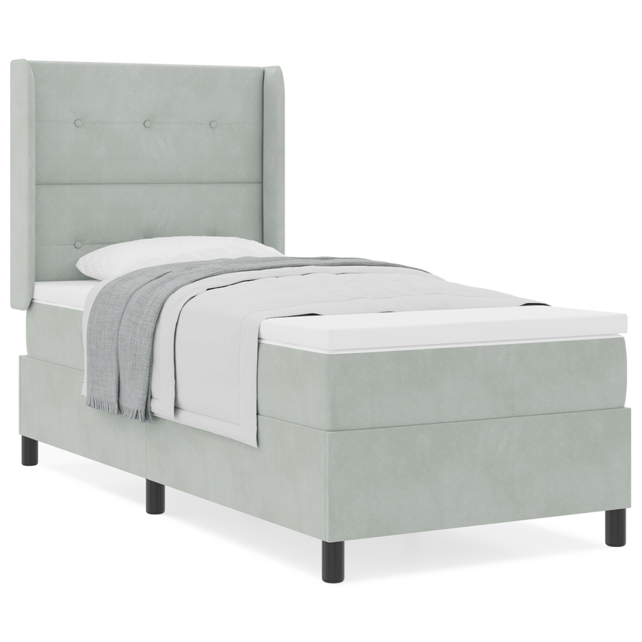 Boxspringbed met matras fluweel lichtgrijs 100x200 cm