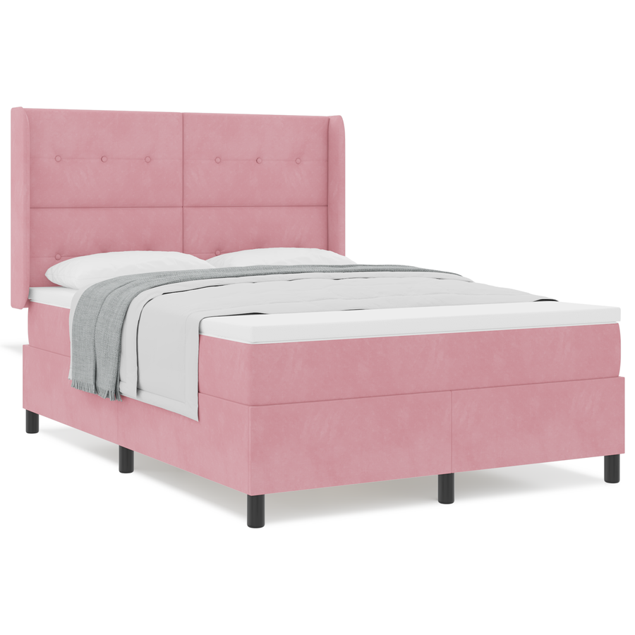 Boxspringbed met matras fluweel roze 140x190 cm