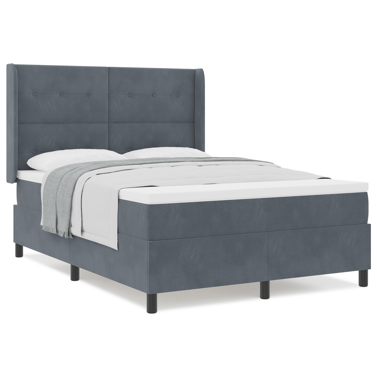 Boxspringbed met matras fluweel donkergrijs 140x200 cm