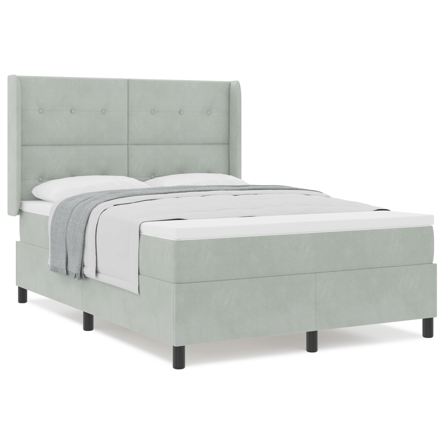 Boxspringbed met matras fluweel lichtgrijs 160x200 cm