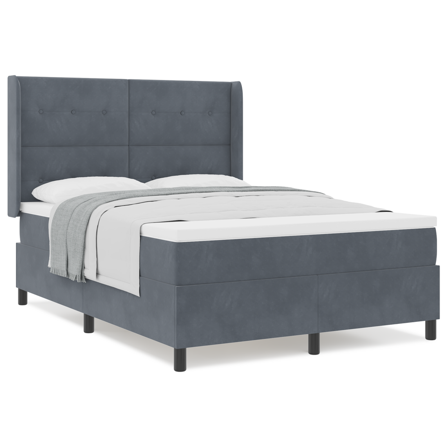 Boxspringbed met matras fluweel donkergrijs 160x200 cm