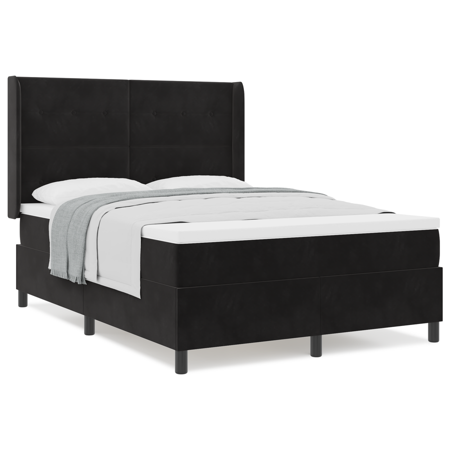 Boxspringbed met matras fluweel zwart 160x200 cm