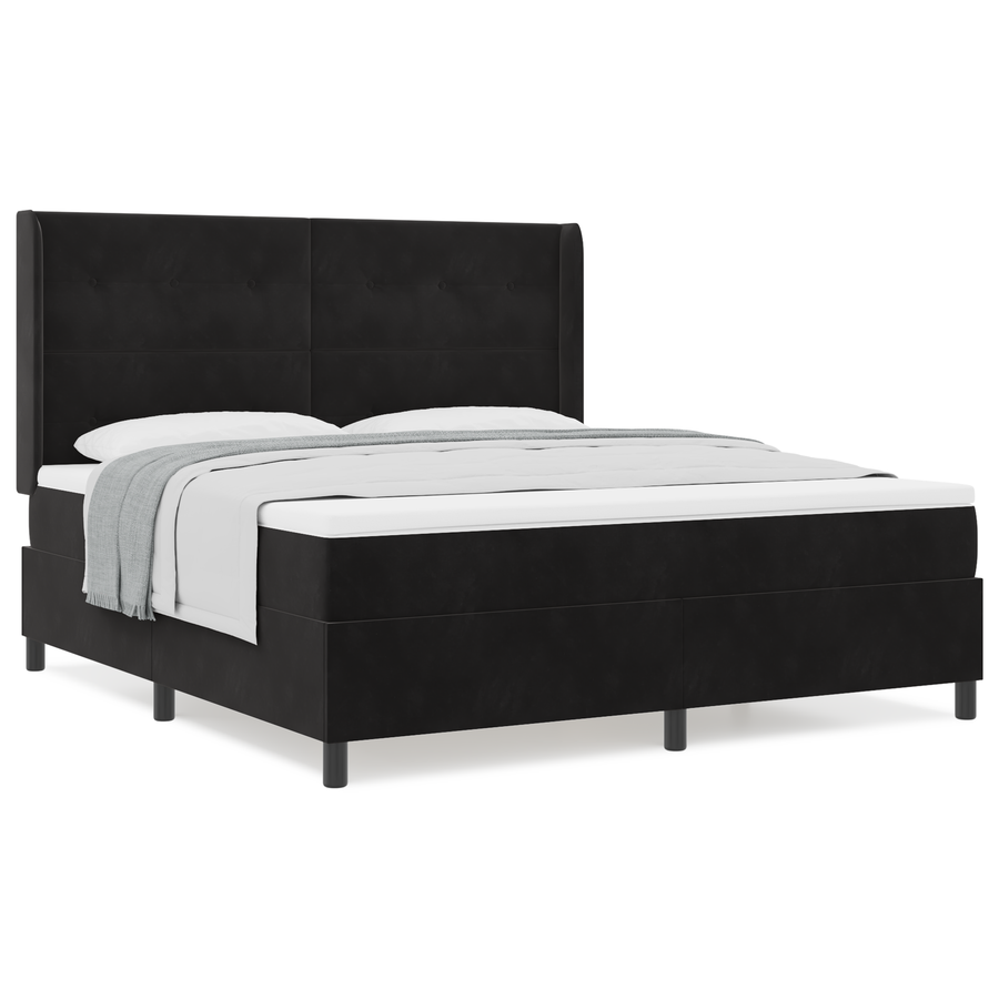 Boxspringbed met matras fluweel zwart 180x200 cm