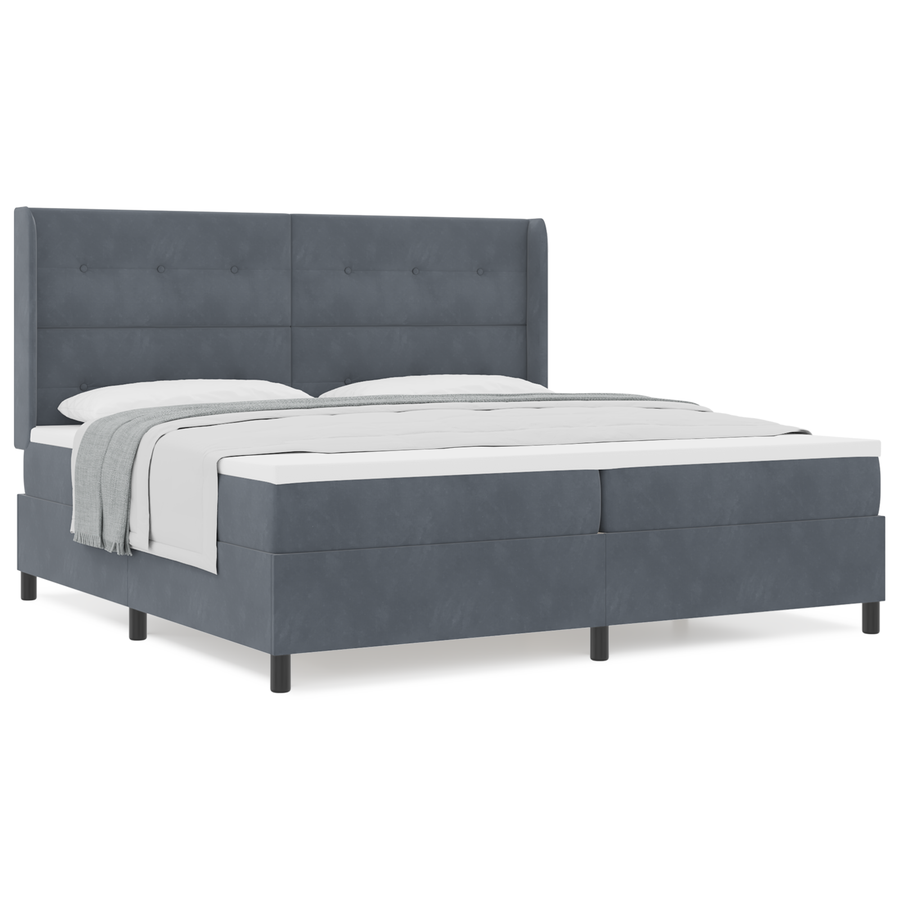Boxspringbed met matras fluweel donkergrijs 200x200 cm