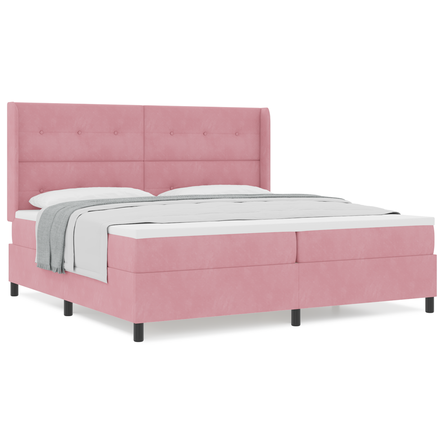 Boxspringbed met matras fluweel roze 200x200 cm