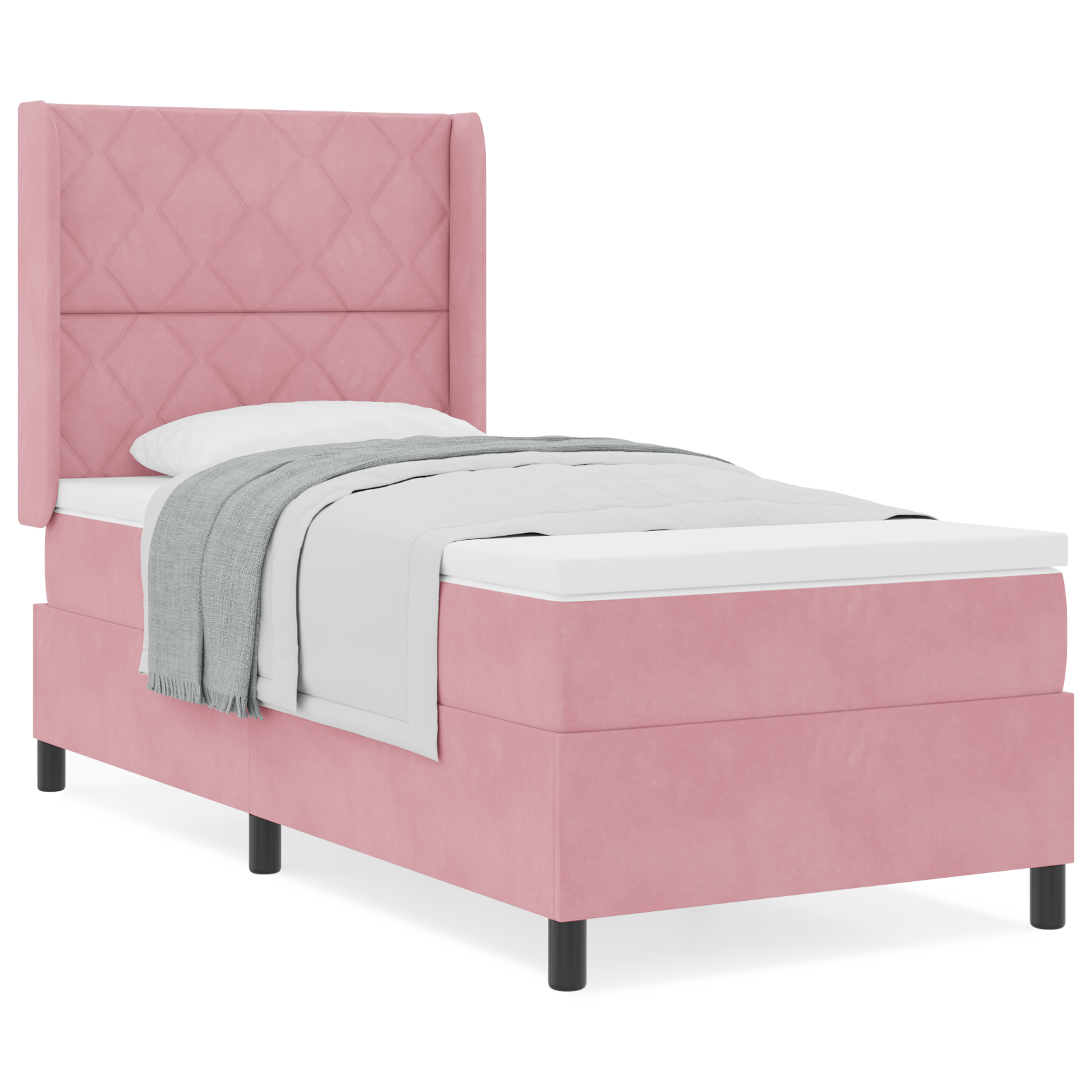 Boxspringbed met matras fluweel roze 90x190 cm