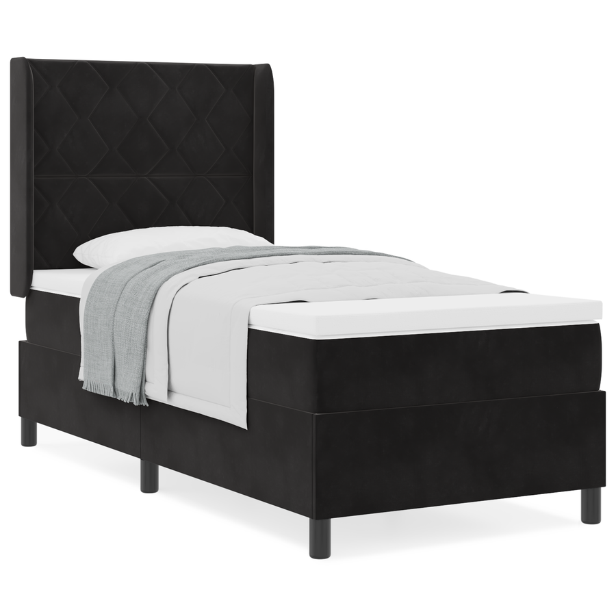 Boxspringbed met matras fluweel zwart 100x200 cm