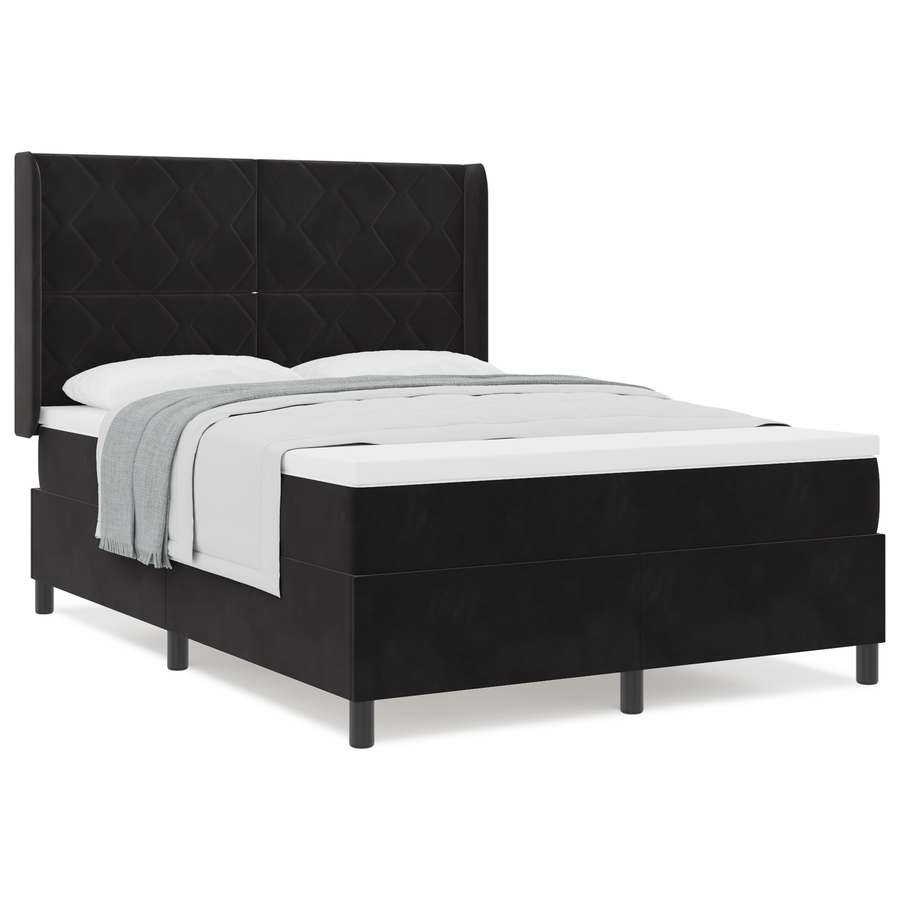 Boxspringbed met matras fluweel zwart 140x200 cm