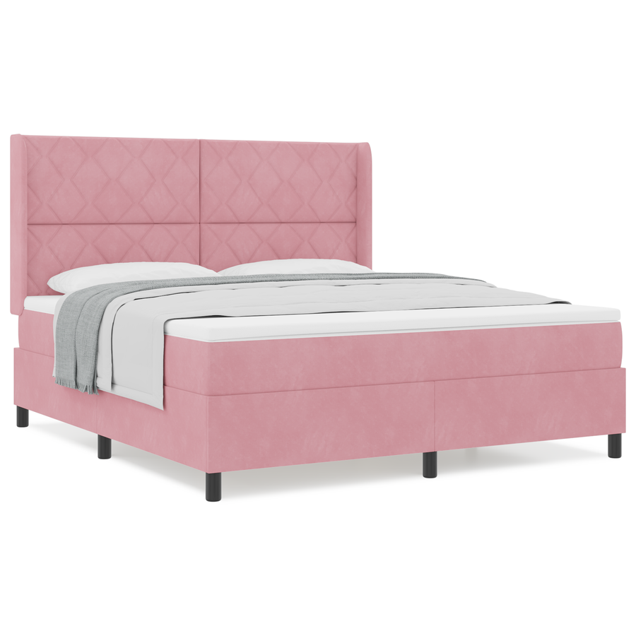 Boxspringbed met matras fluweel roze 180x200 cm