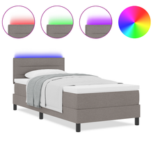 Boxspringbed met matras en LED stof taupe 90x200 cm