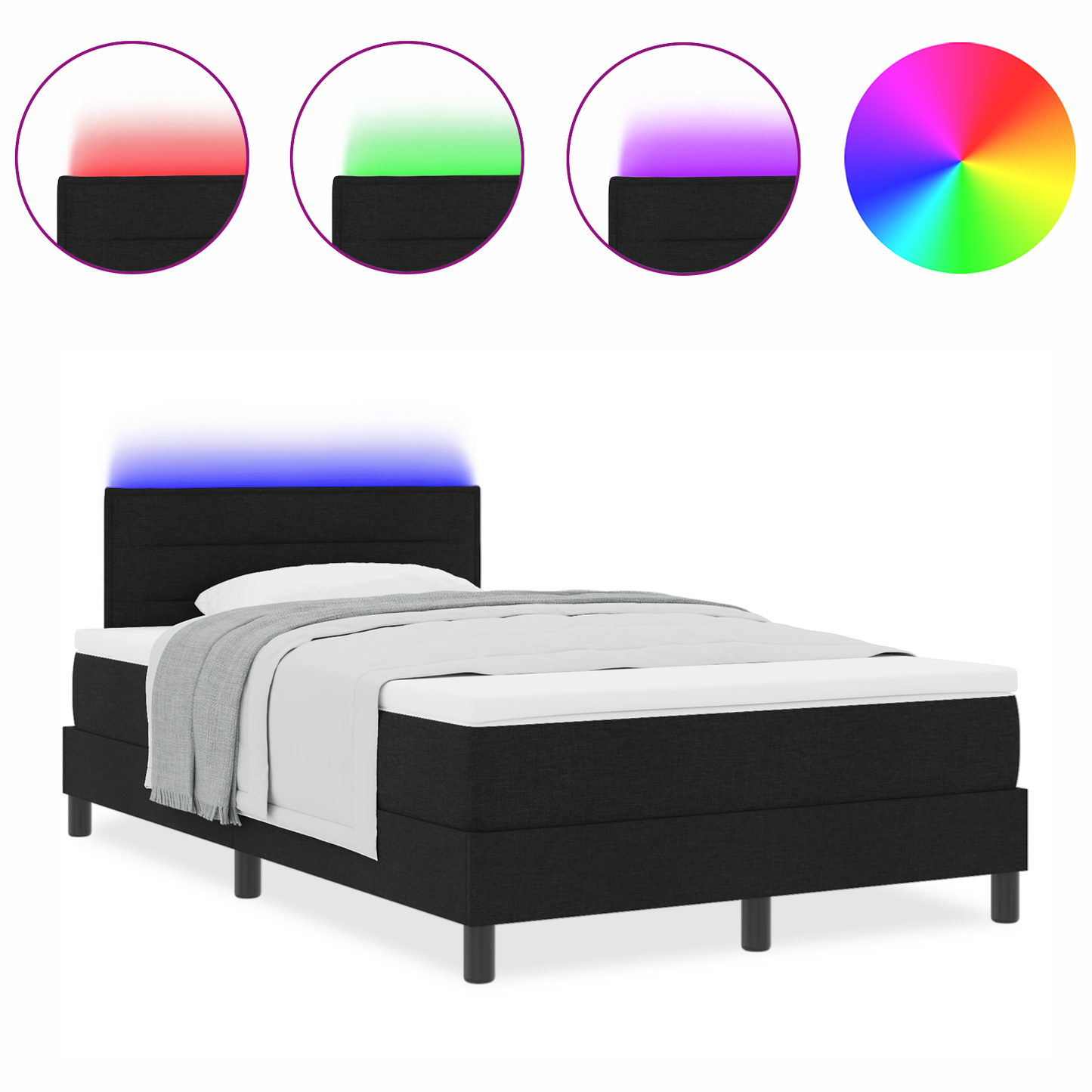Boxspringbed met matras en LED stof zwart 120x200 cm