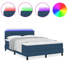 Boxspringbed met matras en LED stof blauw 140x200 cm