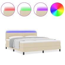 Boxspringbed met matras en LED stof crèmekleurig 180x200 cm