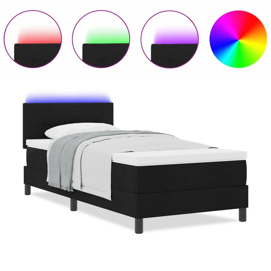 Boxspringbed met matras en LED stof zwart 90x190 cm