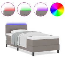 Boxspringbed met matras en LED stof taupe 90x200 cm