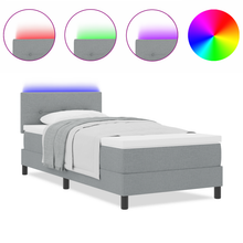 Boxspringbed met matras en LED stof lichtgrijs 100x200 cm