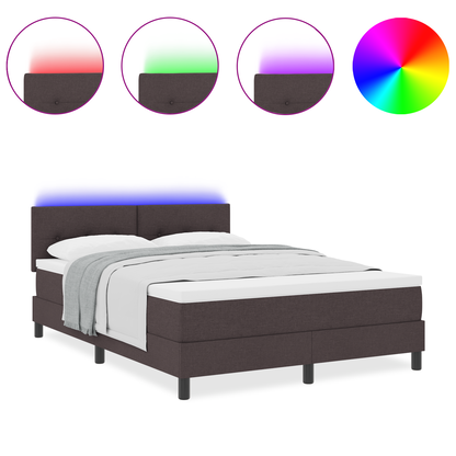 Boxspringbed met matras en LED stof donkerbruin 140x190 cm