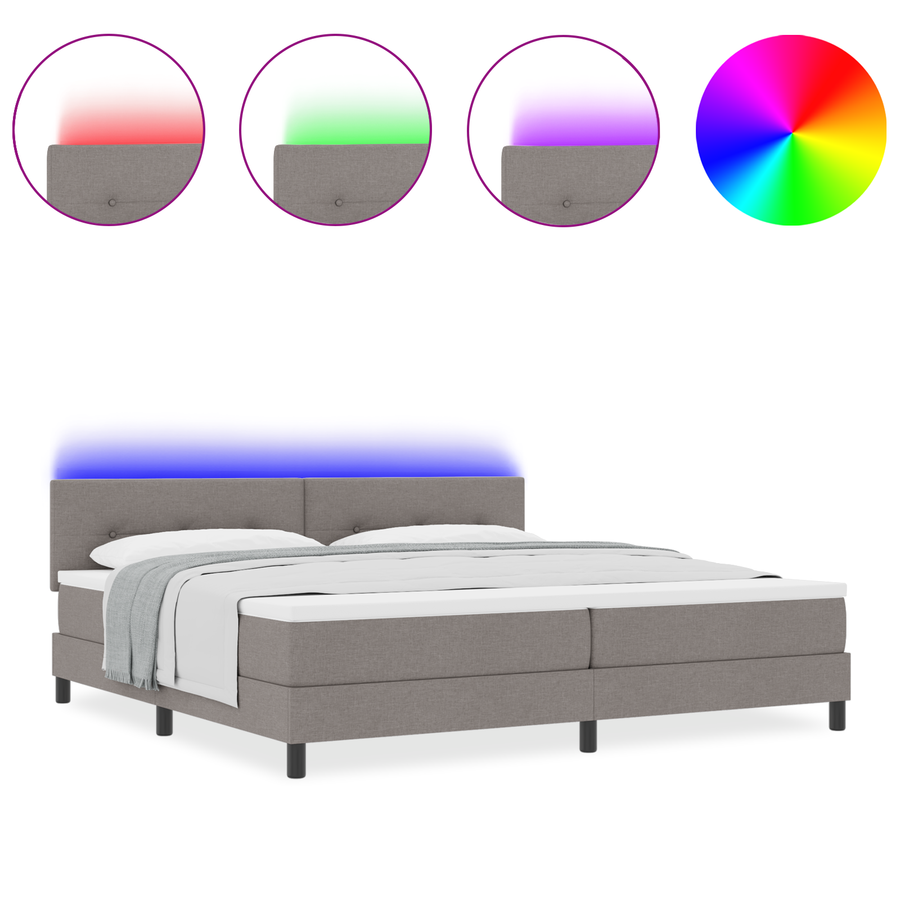 Boxspringbed met matras en LED stof taupe 200x200 cm