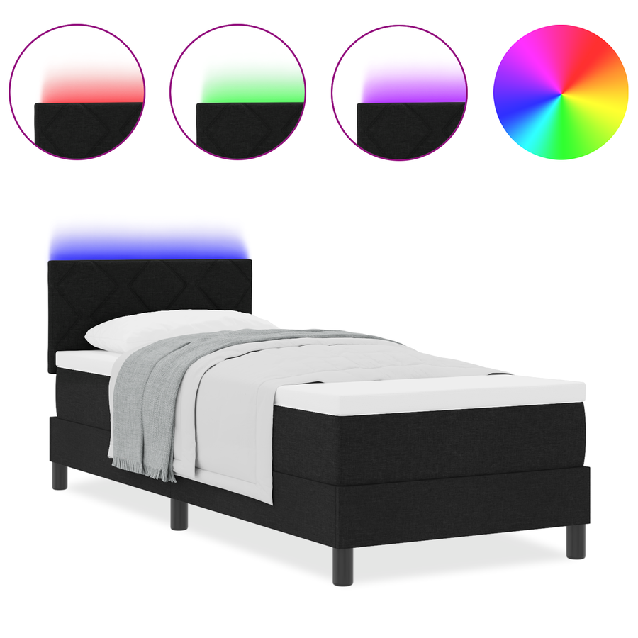 Boxspring Bed met Matras & LED Zwart 80x200 cm Stof
