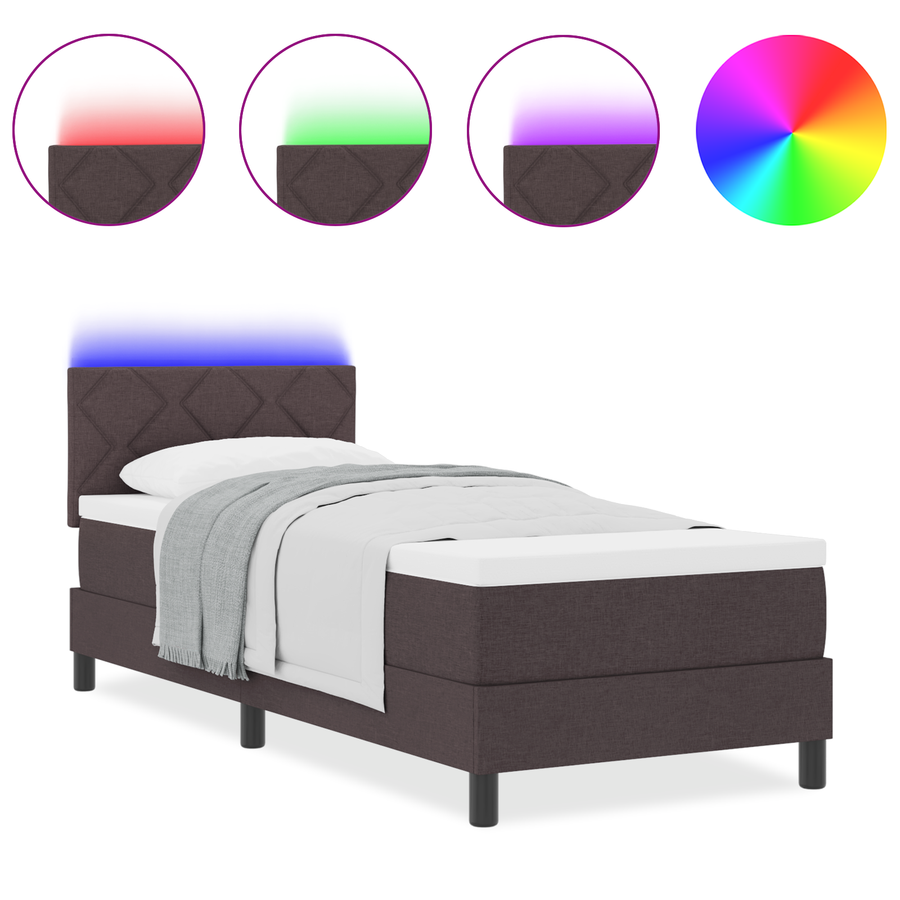 Boxspringbed met Matras & LED Donkerbruin 80x200 cm Stof