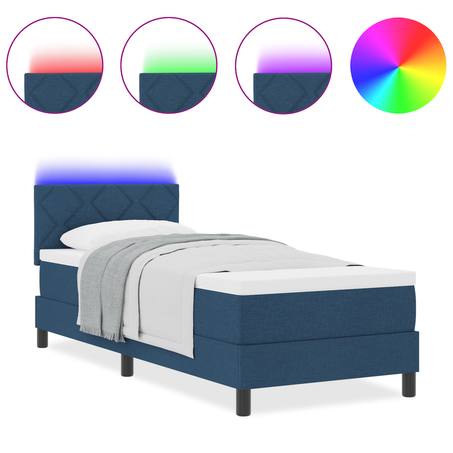 Boxspring Bed met Matras & LED Blauw 80x200 cm Stof