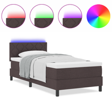 Boxspring Bed met Matras & LED Donkerbruin 100x200 cm Stof