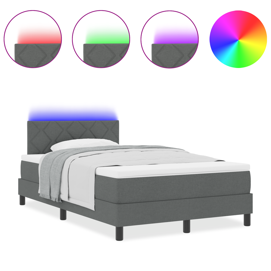 Boxspring Bed met Matras & LED Donker Grijs 120x190 cm Stof