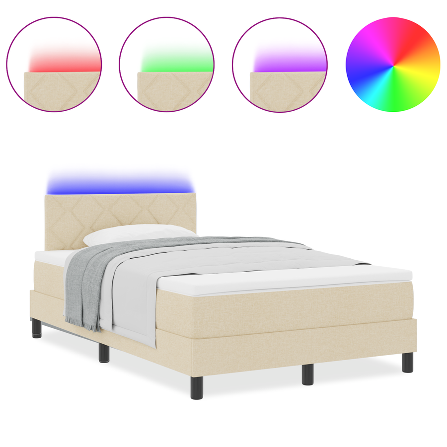 Boxspringbed met Matras & LED Crème 120x190 cm Stof