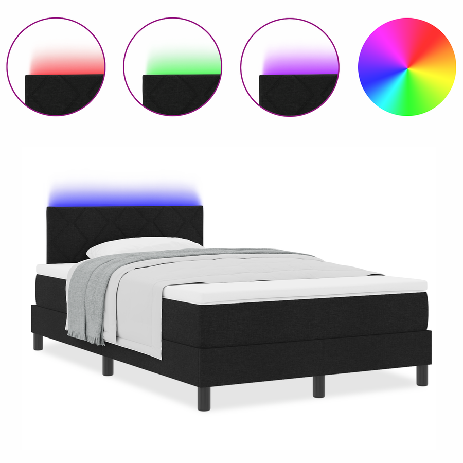 Boxspring Bed met Matras & LED Zwart 120x200 cm Stof