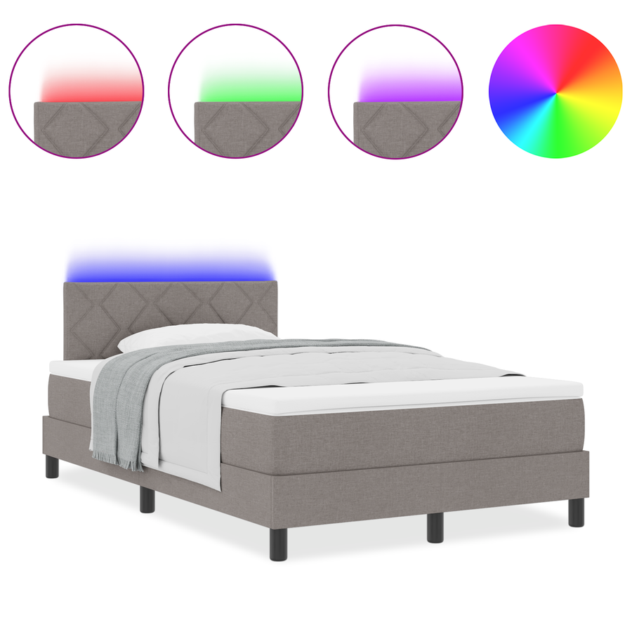 Boxspringbed met matras & LED taupe 120x200 cm stof