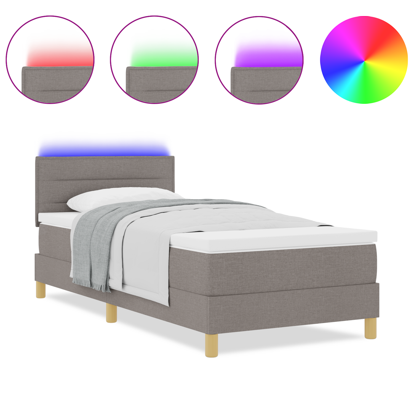 Boxspring Bed met Matras & LED Taupe 80x200 cm Stof