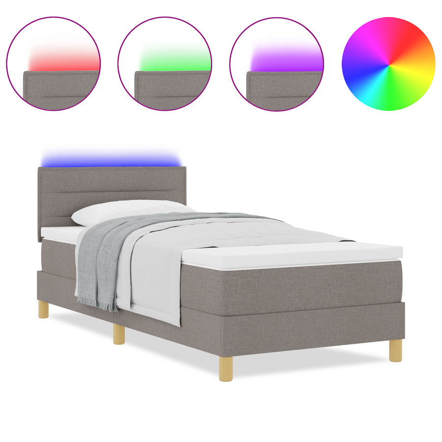 Boxspring Bed met Matras & LED Taupe 80x200 cm Stof
