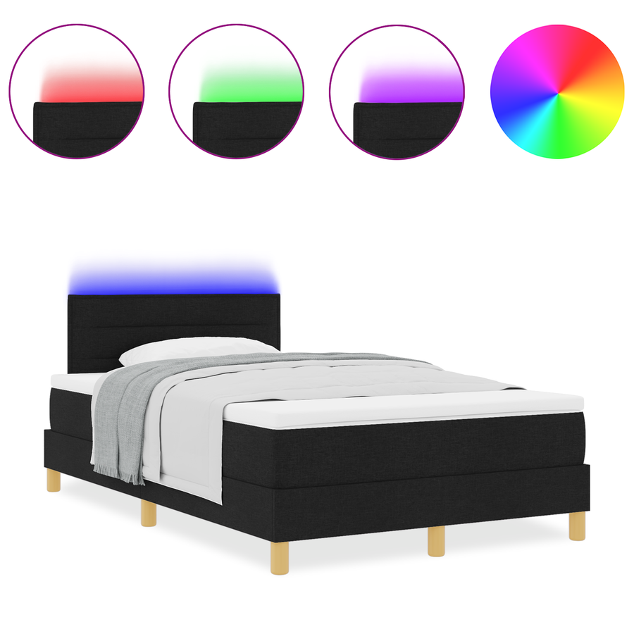 Boxspringbed met Matras & LED Zwart 120x190 cm Stof