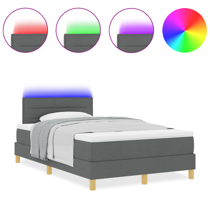 Boxspringbed met matras en LED stof donkergrijs 120x200 cm