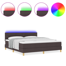 Boxspringbed met matras en LED stof donkerbruin 180x200 cm