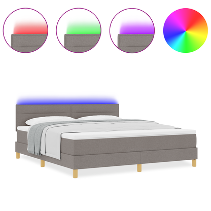Boxspringbed met matras en LED stof taupe 180x200 cm