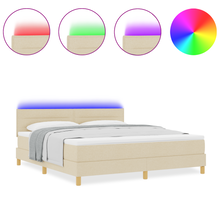 Boxspringbed met matras en LED stof crèmekleurig 180x200 cm