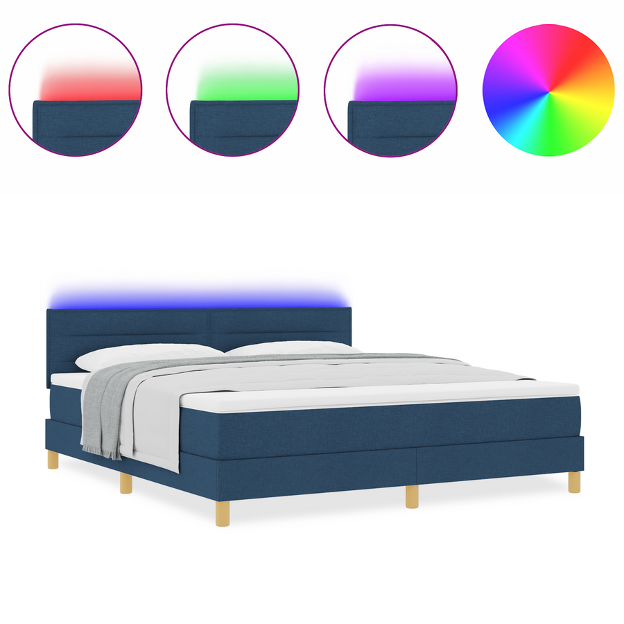 Boxspring Bed met Matras & LED Blauw 180x200 cm Stof