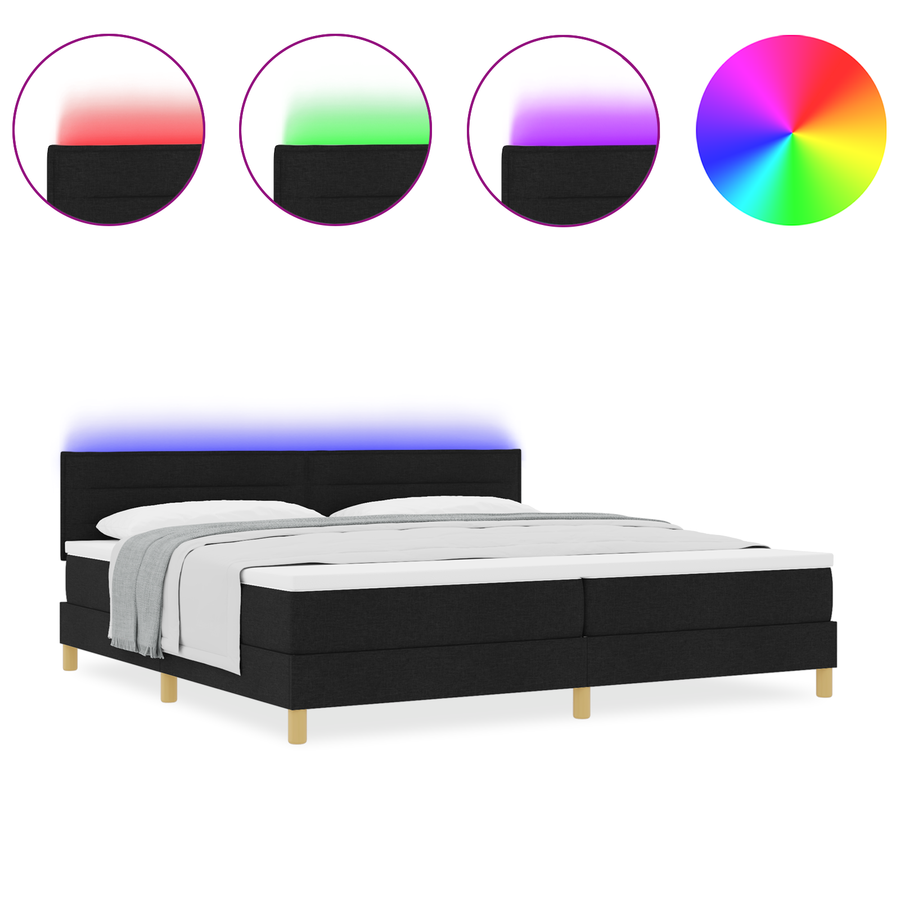 Boxspringbed met matras en LED stof zwart 200x200 cm