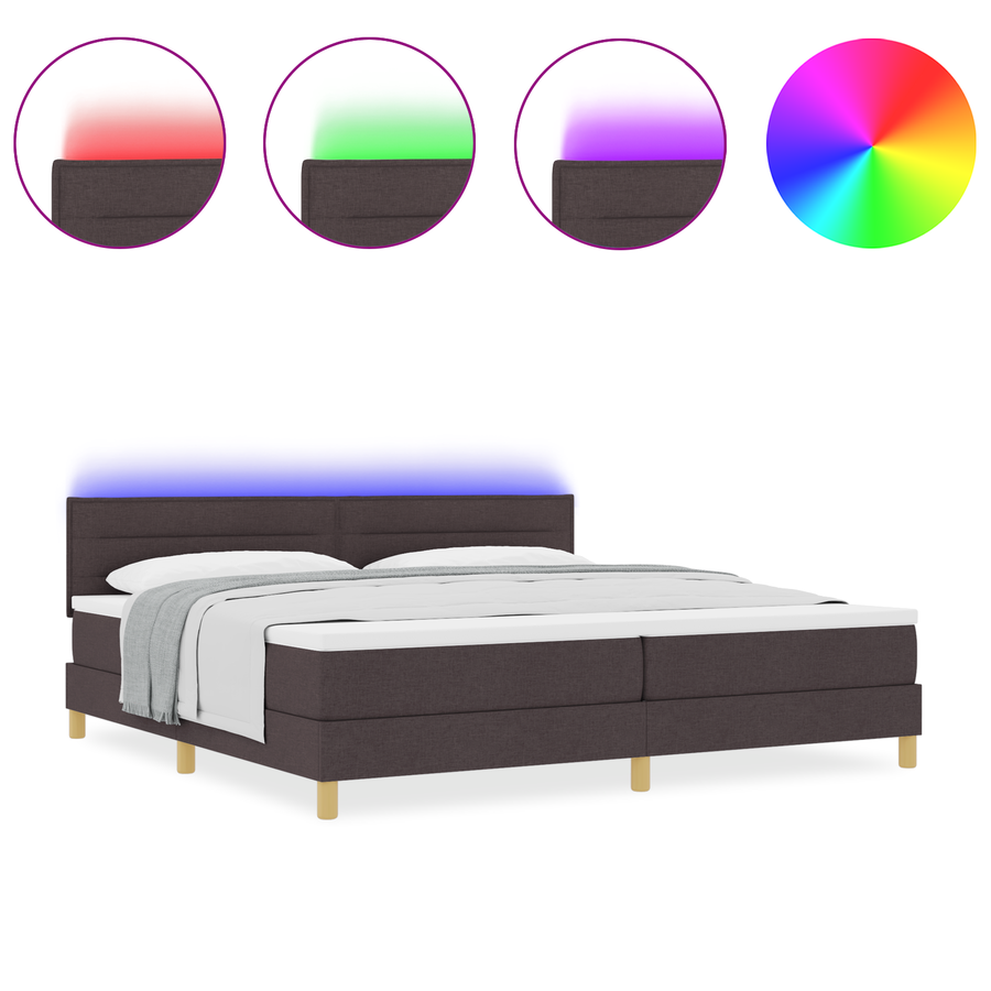 Boxspringbed met matras en LED stof donkerbruin 200x200 cm