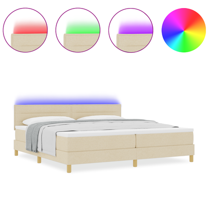 Boxspringbed met matras en LED stof crèmekleurig 200x200 cm