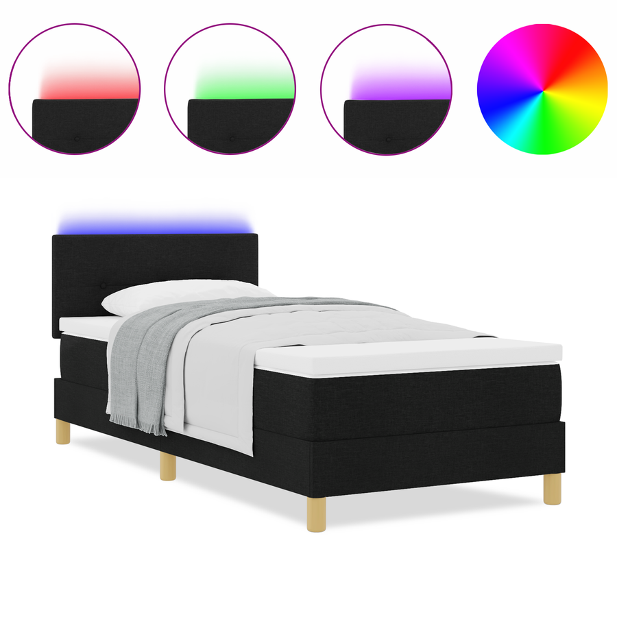 Boxspringbed met Matras & LED Zwart 80x200 cm Stof