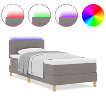 Boxspringbed met matras en LED stof taupe 90x200 cm