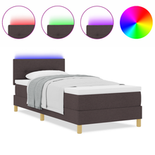Boxspringbed met matras en LED stof donkerbruin 100x200 cm