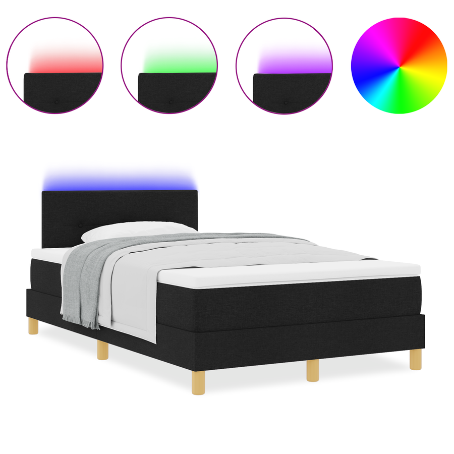 Boxspring Bed met Matras & LED Zwart 120x190 cm Stof
