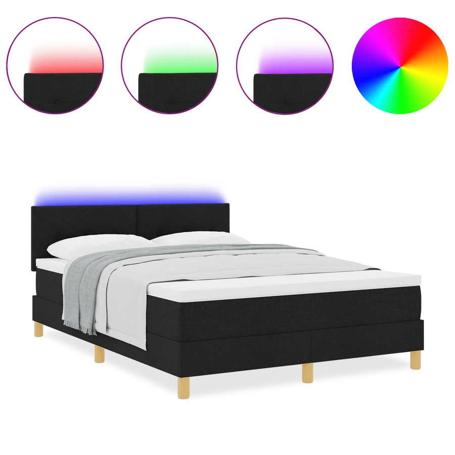 Boxspringbed met matras en LED stof zwart 160x200 cm