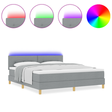 Boxspringbed met matras en LED stof lichtgrijs 180x200 cm