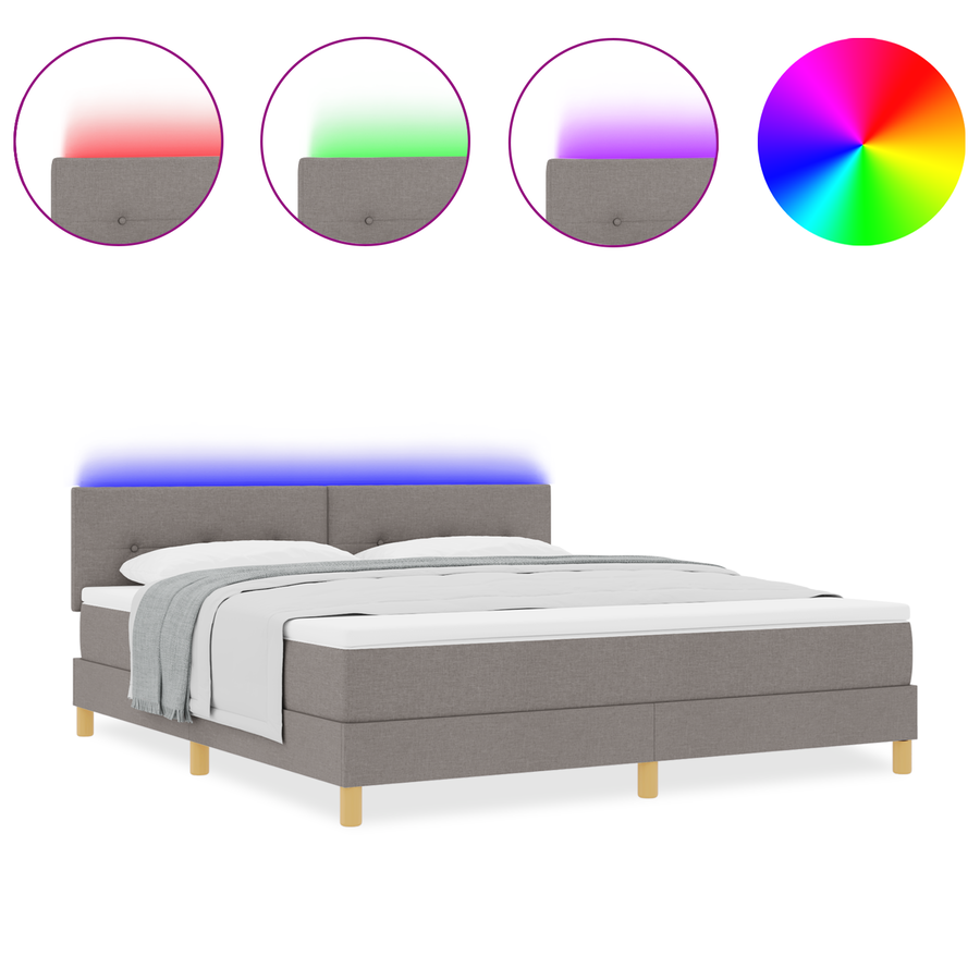 Boxspring Bed met Matras & LED Taupe 180x200 cm Stof