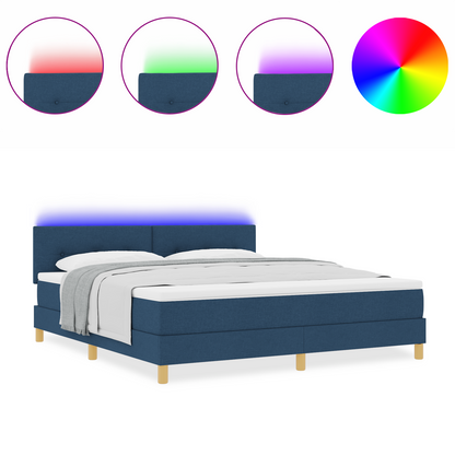 Boxspring Bed met Matras & LED Blauw 180x200 cm Stof