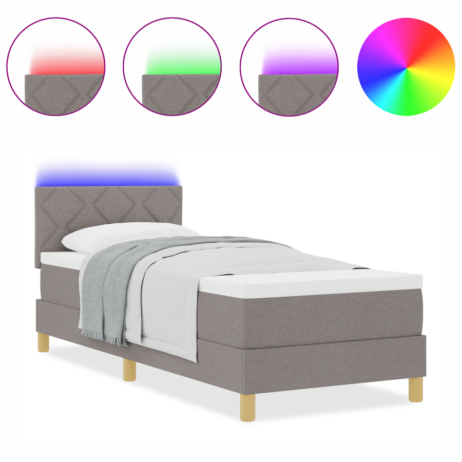 Boxspring Bed met Matras & LED Taupe 80x200 cm Stof